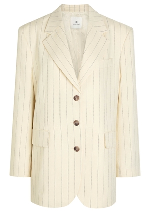 Anine Bing Sara Pinstriped Woven Blazer - Cream - M (UK12 / M)