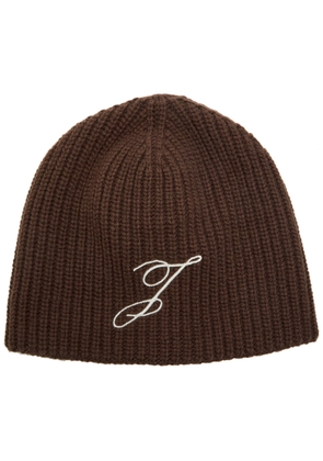 Jacquemus Le Bonnet Espiral Ribbed Wool Beanie - Dark Brown - One Size