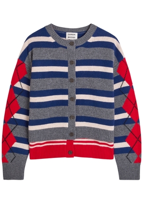 Damson Madder Didi Striped Layered Wool Cardigan - Multicoloured - 6 (UK6 / XS)