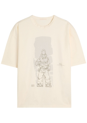 Ten C Manica Corta Printed Cotton T-shirt - Ecru - Xxl