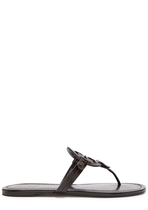 Tory Burch Miller Logo Patent Leather Flip Flops - Brown - 36 (IT36/ UK3)