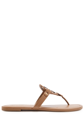Tory Burch Miller Logo Leather Flip Flops - Tan - 36 (IT36/ UK3)