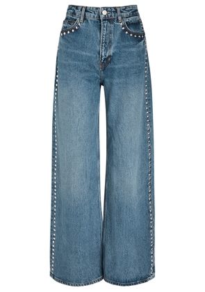 Reformation Cary Studded Wide-leg Jeans - Denim - 28 (W28 / UK10 / S)