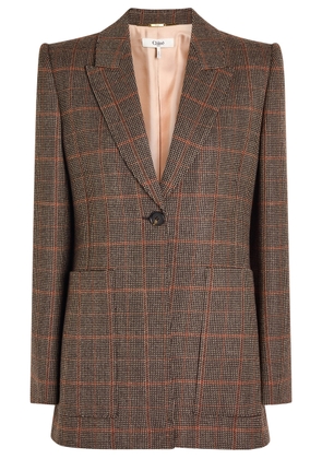 Chloe Checked Wool Blazer - Brown - 42 (UK14 / L)