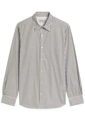 Officine Générale Giacamo Cotton Candy Stripe Shirt - Olive - S