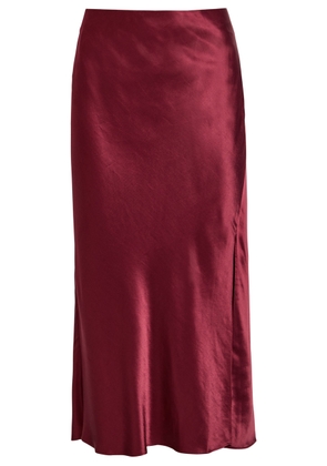Rails Maya Side Split Satin Skirt - Burgundy - M (UK12 / M)