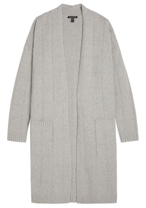 Eileen Fisher Checked Cotton and Cashmere-blend Cardigan - Light Grey - L (UK 18-20 / XL)