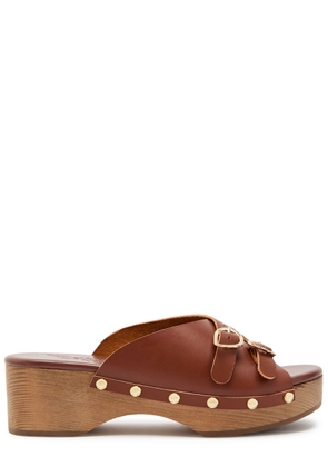 Ancient Greek Sandals Natali Sabot Leather Flatform Sandals - Tan - 40 (IT40/ UK7)