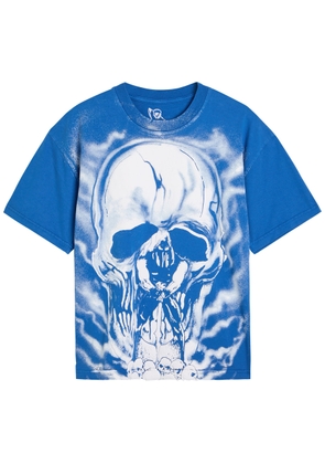 Warren Lotas Skull Executioner Puff Print Cotton T-shirt - Blue - S