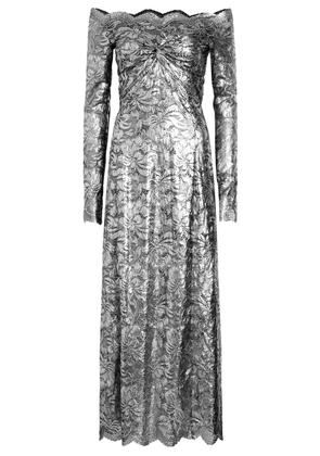 Rabanne Metallic Stretch-guipure Lace Gown - Black And Silver - 34 (UK6 / XS)