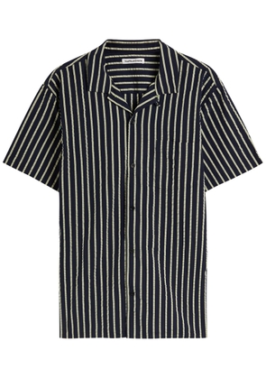 Ymc Malick Striped Seersucker Shirt - Navy - XL