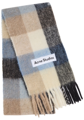 Acne Studios Vally Checked Wool-blend Scarf - Blue - One Size