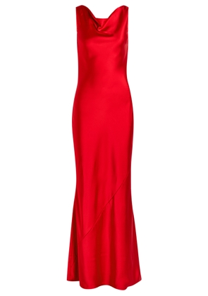 Norma Kamali Sleeveless Low Back Drape Satin Gown - Red - S (UK8-10 / S)