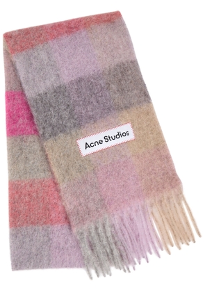 Acne Studios Vally Checked Wool-blend Scarf - Fuchsia - One Size