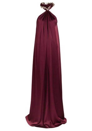 Stella Mccartney Chain-embellished Satin-crepe Gown - Bordeaux - 38 (UK6 / XS)