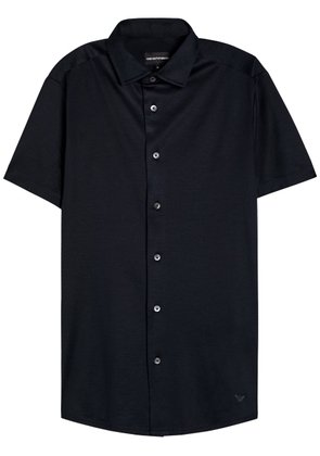 Emporio Armani Logo-appliqué Jersey Shirt - Navy - L