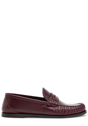 Saint Laurent Logo-plaque Leather Loafers - Burgundy - 36 (IT36 / UK3)