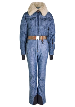 Moncler Denim-print Padded Shell ski Suit - Blue - S (UK 10 / S)