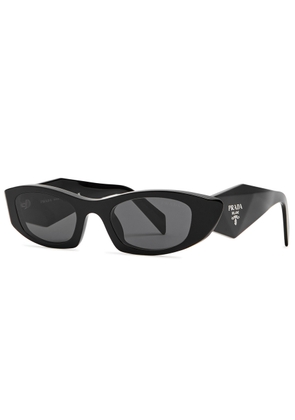 Prada Narrow Oval-frame Sunglasses - Black - One Size