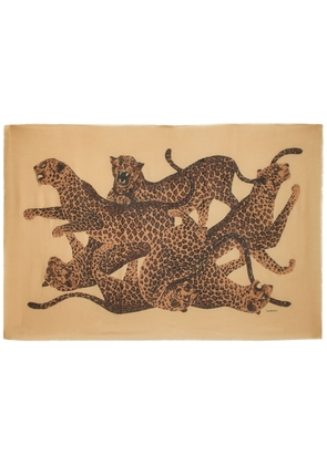 Saint Laurent Leopard Wool Scarf - Multicoloured - One Size