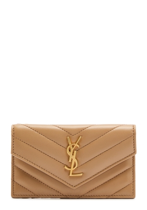 Saint Laurent Cassandre Quilted Card Holder - Tan - One Size