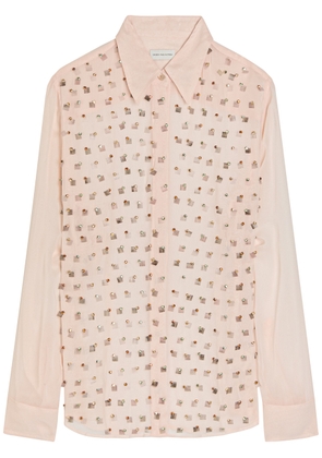 Dries Van Noten Chowhy Embellished Sheer-chiffon Shirt - Pink Light - 38 (UK10 / S)