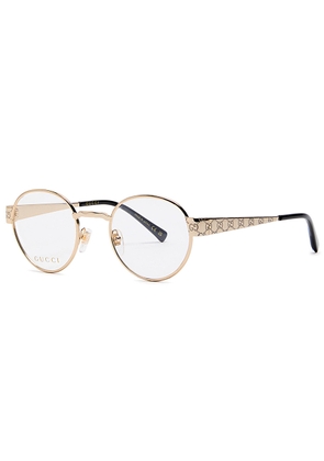 Gucci Round Metal Optical Glasses - Gold - One Size