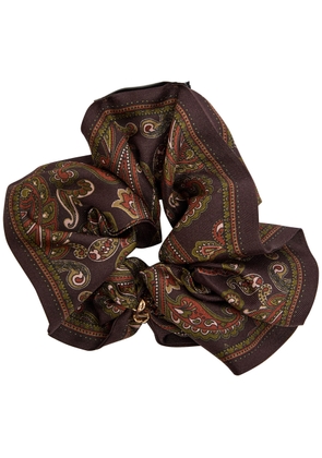 Saint Laurent Paisley-print Silk Scrunchie - Brown - One Size