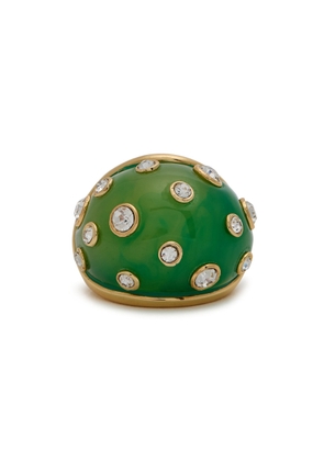 Kenneth Jay Lane Crystal-embellished Enamelled 22kt Gold-plated Ring - Green - One Size