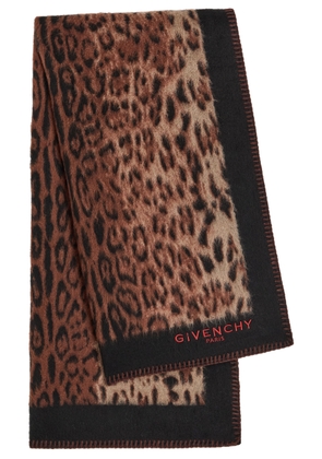 Givenchy Leopard-print Brushed Wool Scarf - Brown - One Size