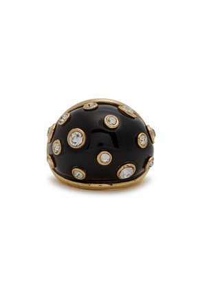 Kenneth Jay Lane Crystal-embellished Enamelled 22kt Gold-plated Ring - Black - One Size