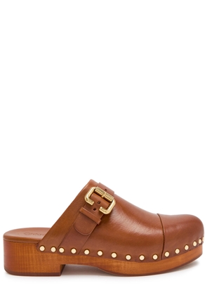 Chloe Jeannette 40 Leather Clogs - Tan - 39 (IT39 / UK6)
