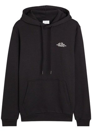 Les Deux Ben Globe Hooded Cotton Sweatshirt - Black - M