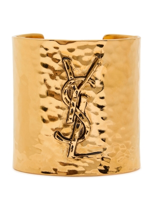 Saint Laurent Logo Hammered Cuff - Gold - M