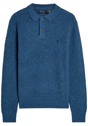 Polo Ralph Lauren Logo-embroidered Wool and Cotton-blend Polo Shirt - Blue - M