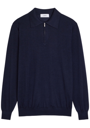 Lardini Fine-knit Wool-blend Polo Shirt - Navy - XL