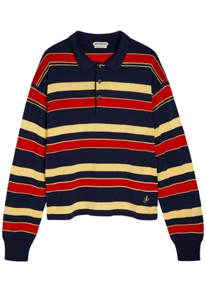 JW Anderson Striped Knit Polo Shirt - Navy - L