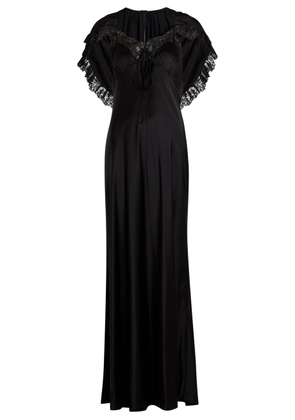 Chloe Cape-effect Silk Gown - Black - 36 (UK8 / S)