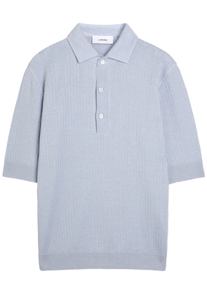 Lardini Ribbed Linen-blend Polo Shirt - Light Blue - XL
