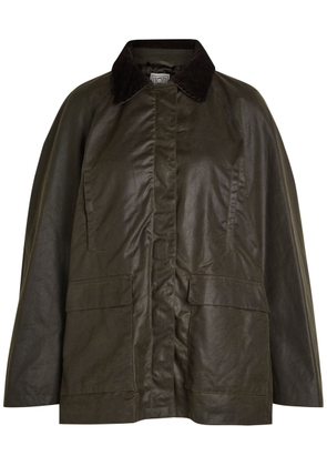 Toteme Corduroy-trimmed Waxed Cotton Jacket - Dark Green - 36 (UK8 / S)