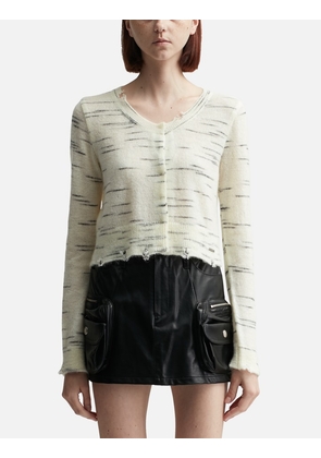 Wool Alpaca U-Neck Crop Cardigan