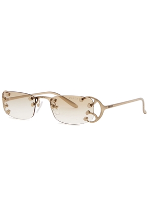 Prada Narrow Rimless Sunglasses - Gold - One Size