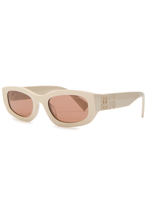 Miu Miu Narrow Rectangle-frame Sunglasses - Cream - One Size