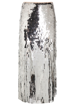 Self-portrait Sequin-embellished Tulle Midi Skirt - Silver - 14 (UK14 / L)