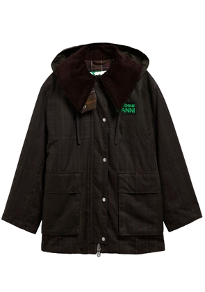 Barbour X Ganni Hooded Tartan wax Cotton Jacket - Dark Green - 10 (UK10 / S)