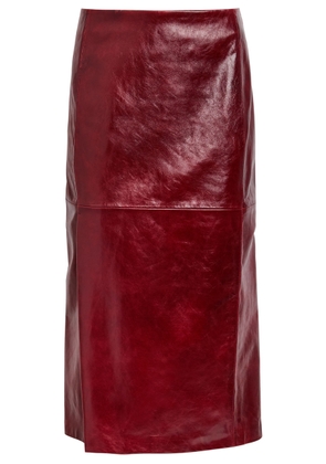 Sportmax Panelled Leather Midi Skirt - Bordeaux - 12 (UK12 / M)
