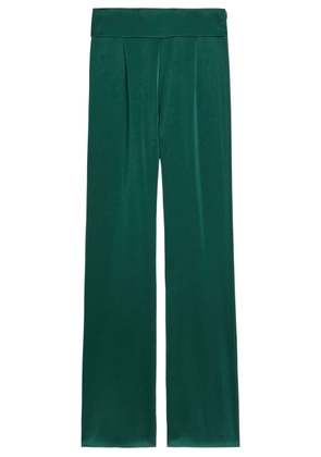 Galvan Sculpted Flared-leg Satin Trousers - Green - 40 (UK12 / M)