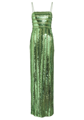 Galvan Stargaze Bandeau Sequin-embellished Tulle Maxi Dress - Green - 40 (UK12 / M)