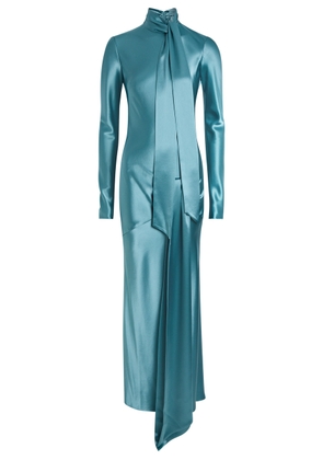 Galvan Emilie Scarf-effect Satin Maxi Dress - Blue - 38 (UK10 / S)