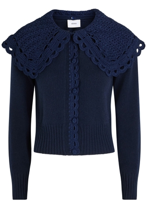 Erdem Crochet Collar Wool-blend Cardigan - Navy - XS (UK6 / XS)